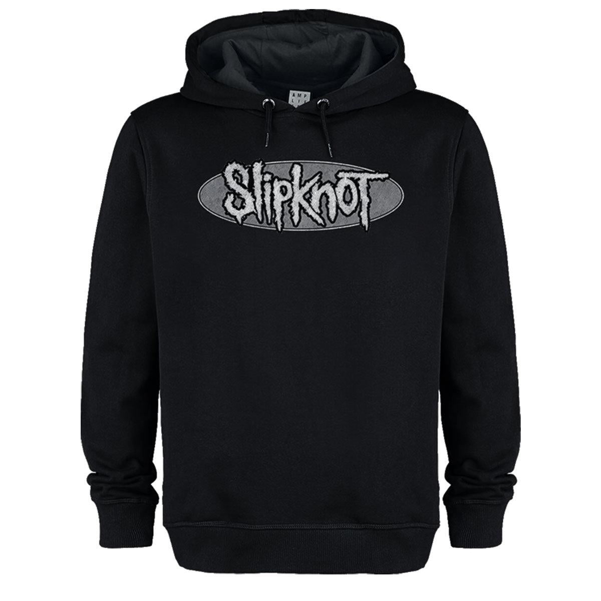 Black - Front - Amplified Unisex Adult Oval Logo Slipknot Drawstring Hoodie