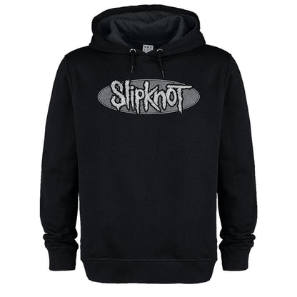 Black - Front - Amplified Unisex Adult Oval Logo Slipknot Drawstring Hoodie