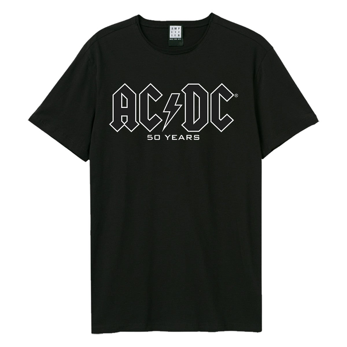 Black - Front - Amplified Unisex Adult History AC-DC 50th Anniversary T-Shirt