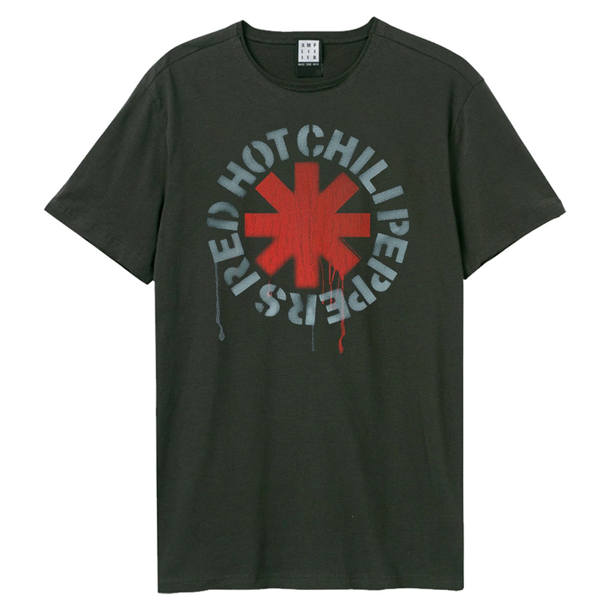 Charcoal - Front - Amplified Unisex Adult Red Hot Chili Peppers Logo T-Shirt