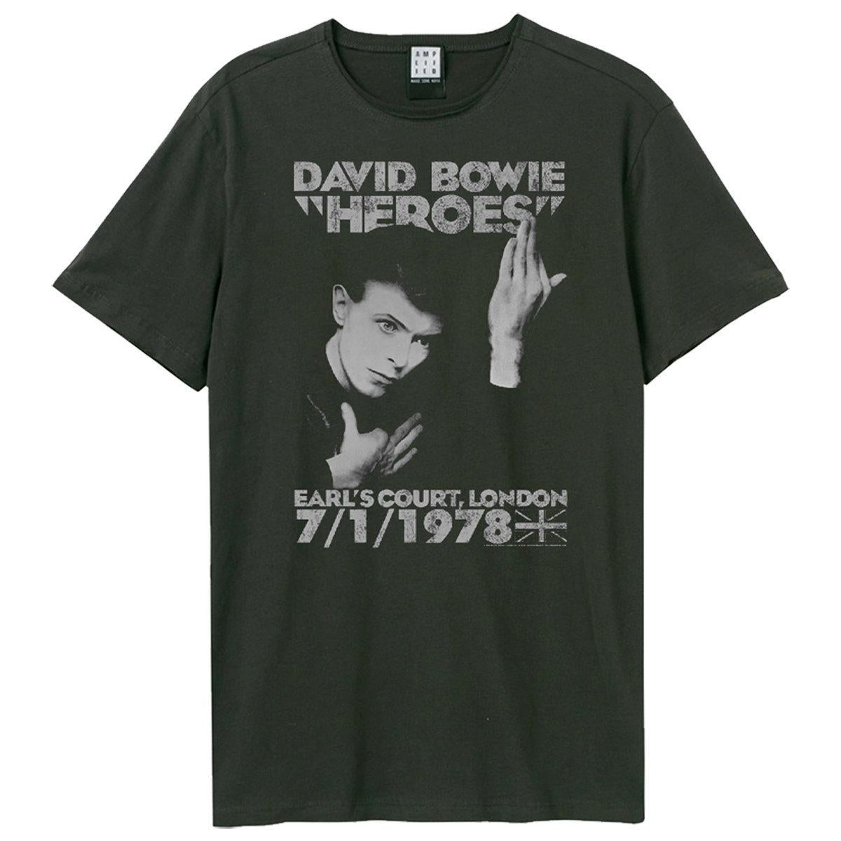 Charcoal - Front - Amplified Unisex Adult Heroes 1978 David Bowie T-Shirt