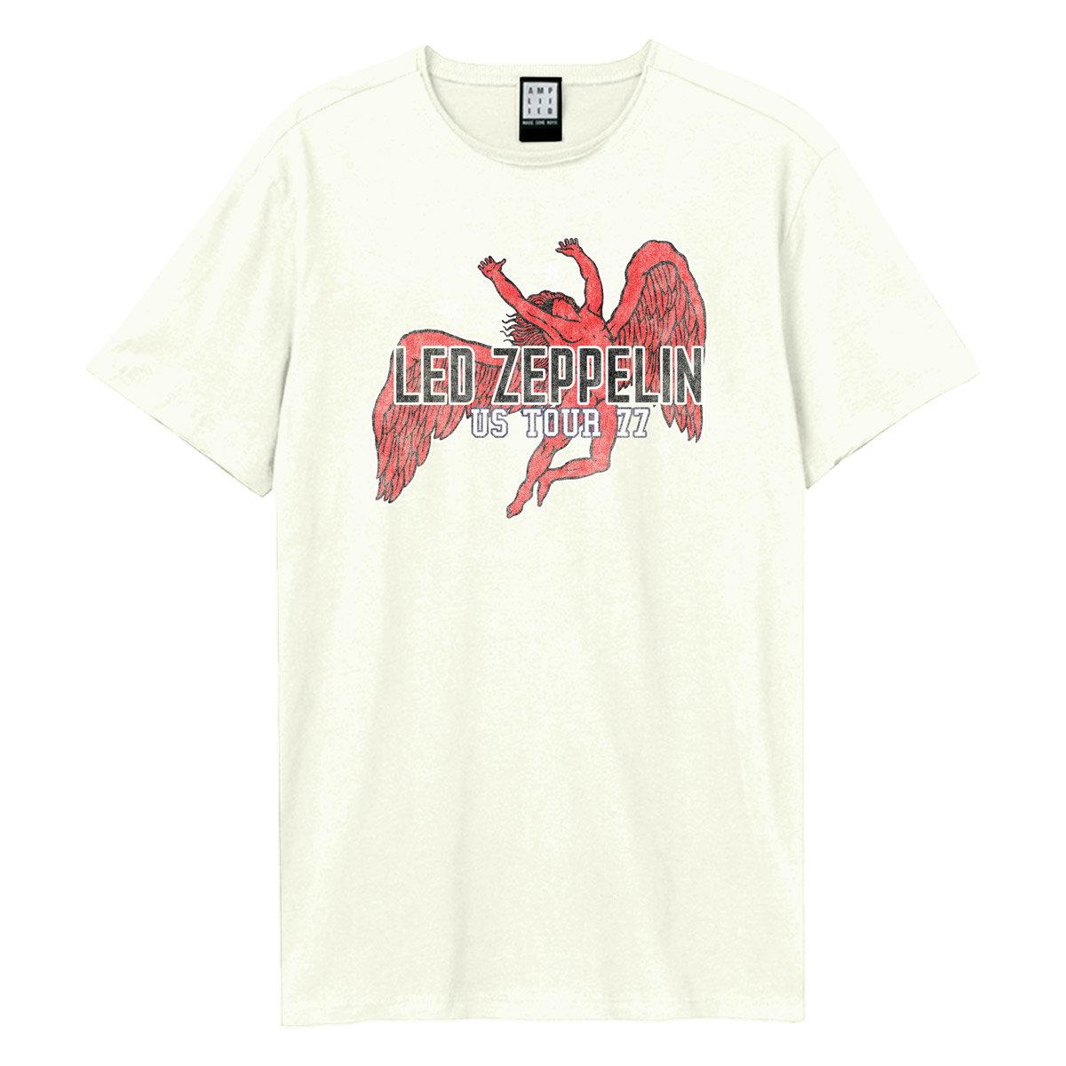 Vintage White - Front - Amplified Unisex Adult US Tour 77 Icarus Led Zeppelin T-Shirt