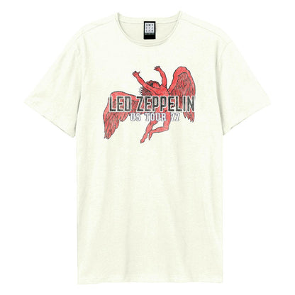 Vintage White - Front - Amplified Unisex Adult US Tour 77 Icarus Led Zeppelin T-Shirt