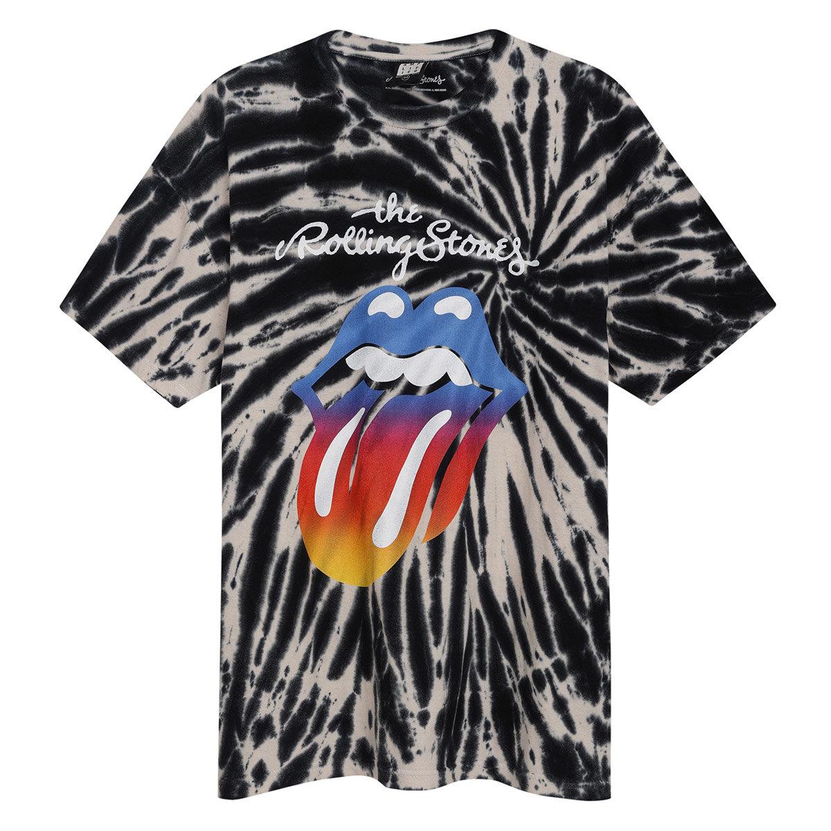 Monochrome - Front - Amplified Unisex Adult Spiral The Rolling Stones T-Shirt