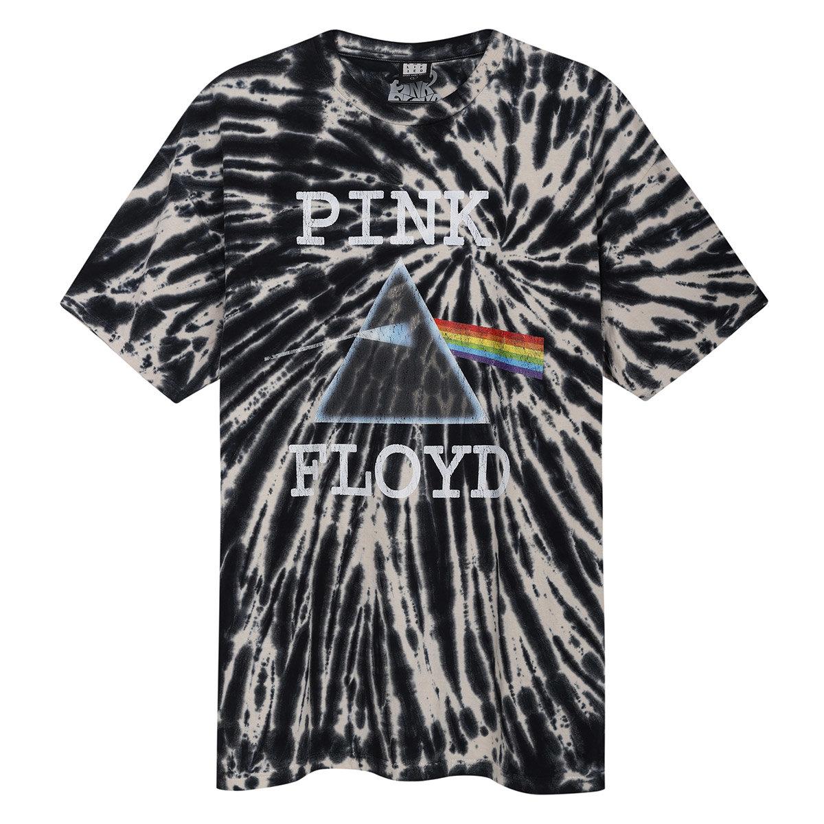 Monochrome - Front - Amplified Unisex Adult Dark Side Of The Moon Spiral Pink Floyd T-Shirt