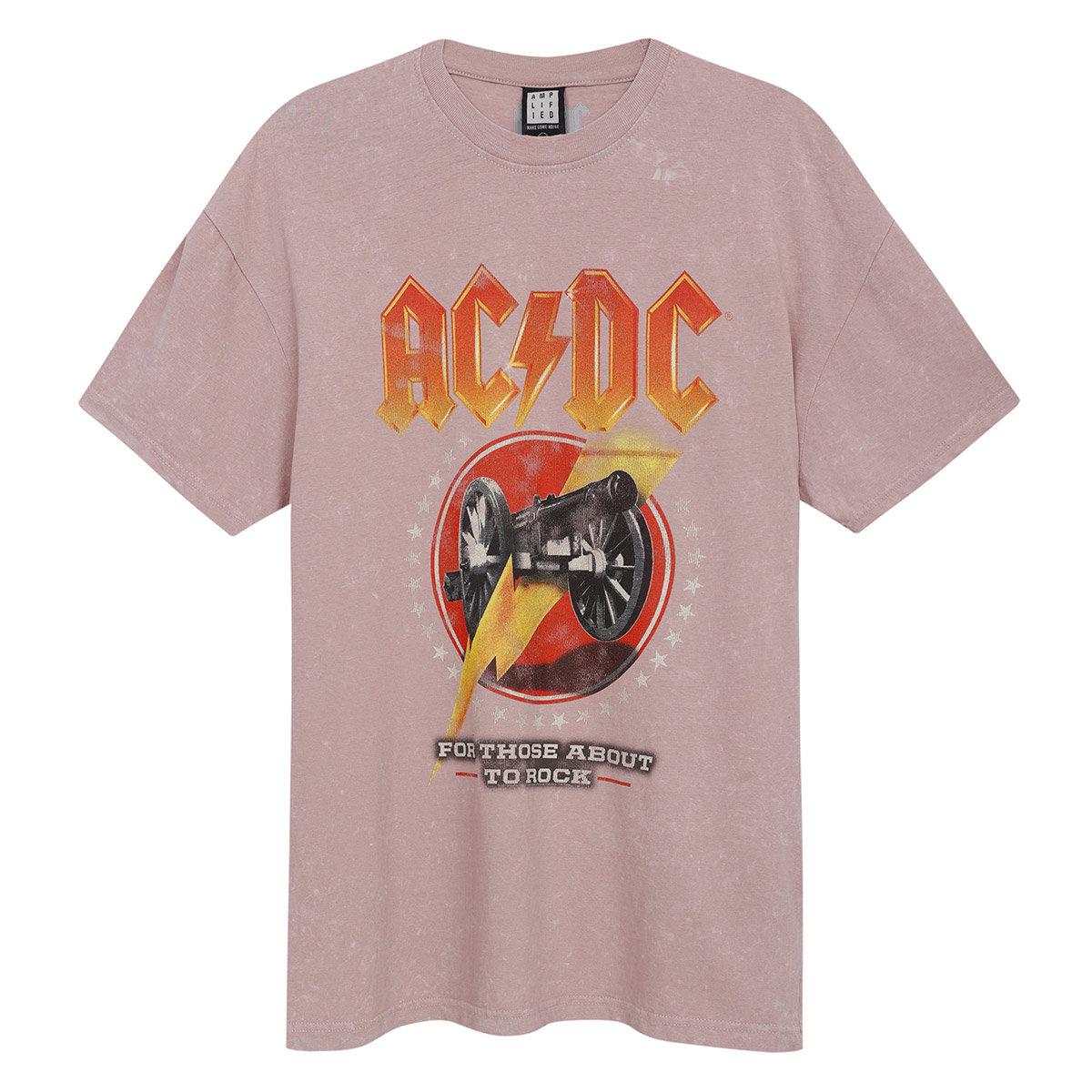 Pink - Front - Amplified Unisex Adult For Those About To Rock AC-DC T-Shirt
