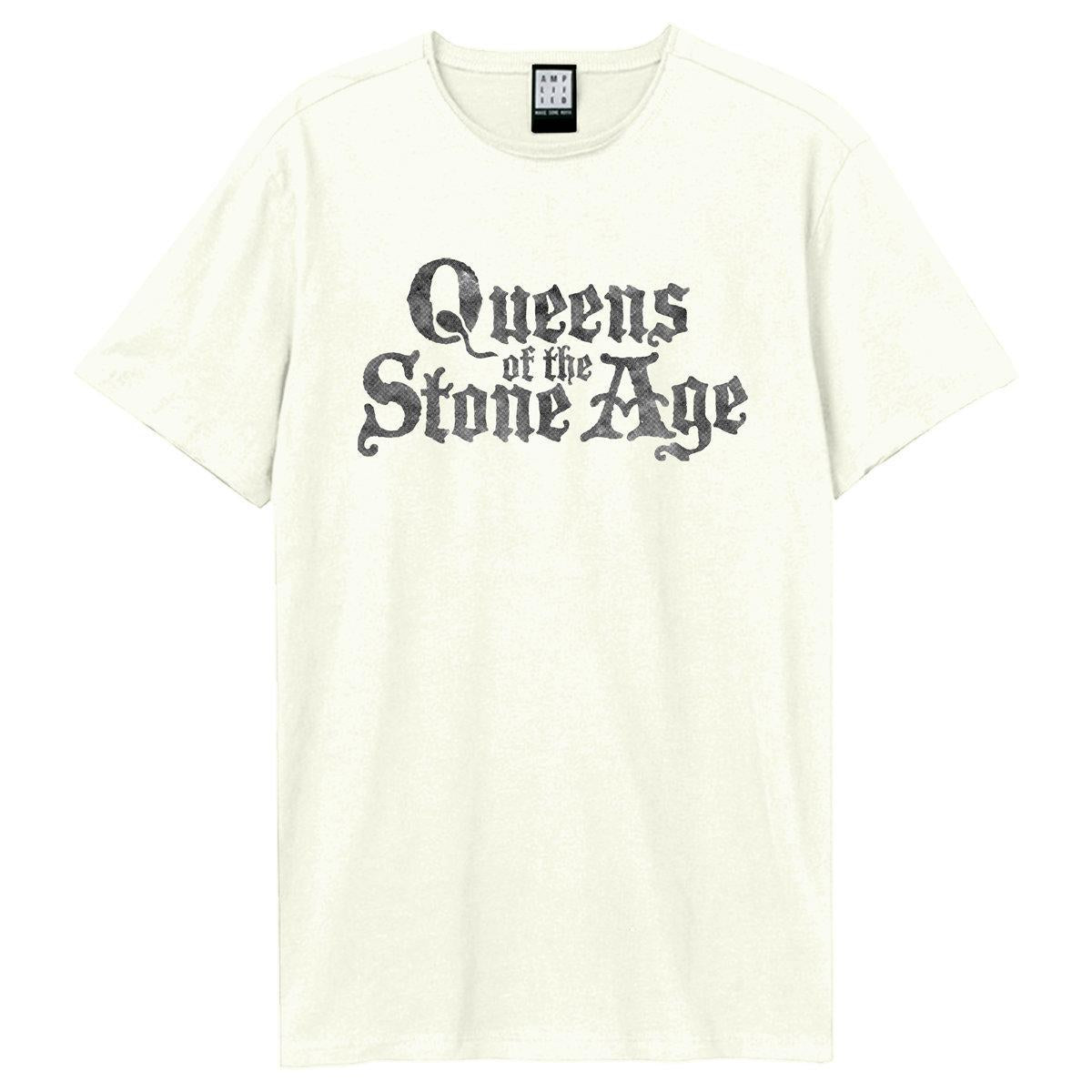 Vintage White - Front - Amplified Unisex Adult Queens Of The Stone Age Logo T-Shirt