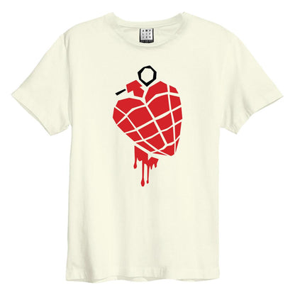 Vintage White - Front - Amplified Unisex Adult American Idiot Heart Grenade Green Day Vintage T-Shirt