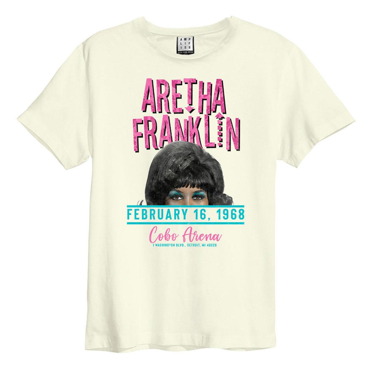 White - Front - Amplified Unisex Adult Cobo Arena Aretha Franklin Vintage T-Shirt