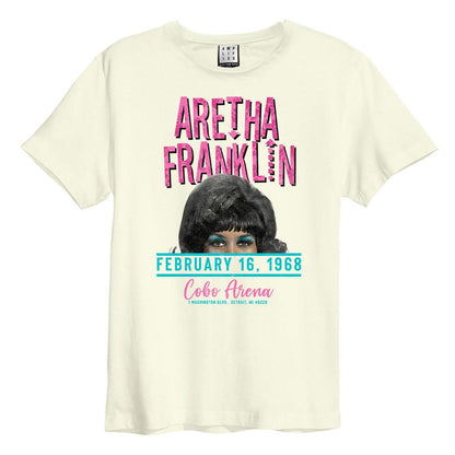 White - Front - Amplified Unisex Adult Cobo Arena Aretha Franklin Vintage T-Shirt