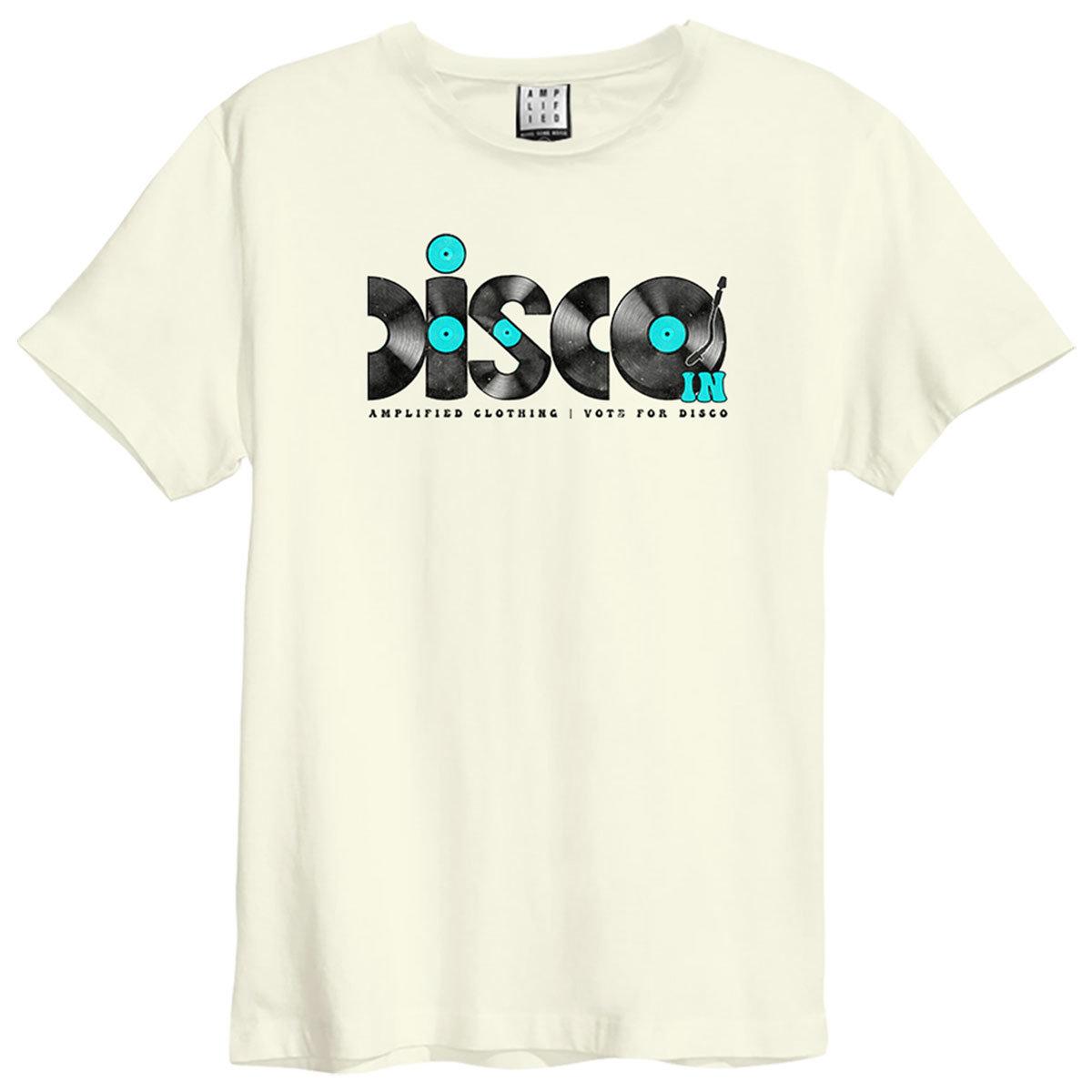 White - Front - Amplified Unisex Adult Disco Discs Vintage T-Shirt