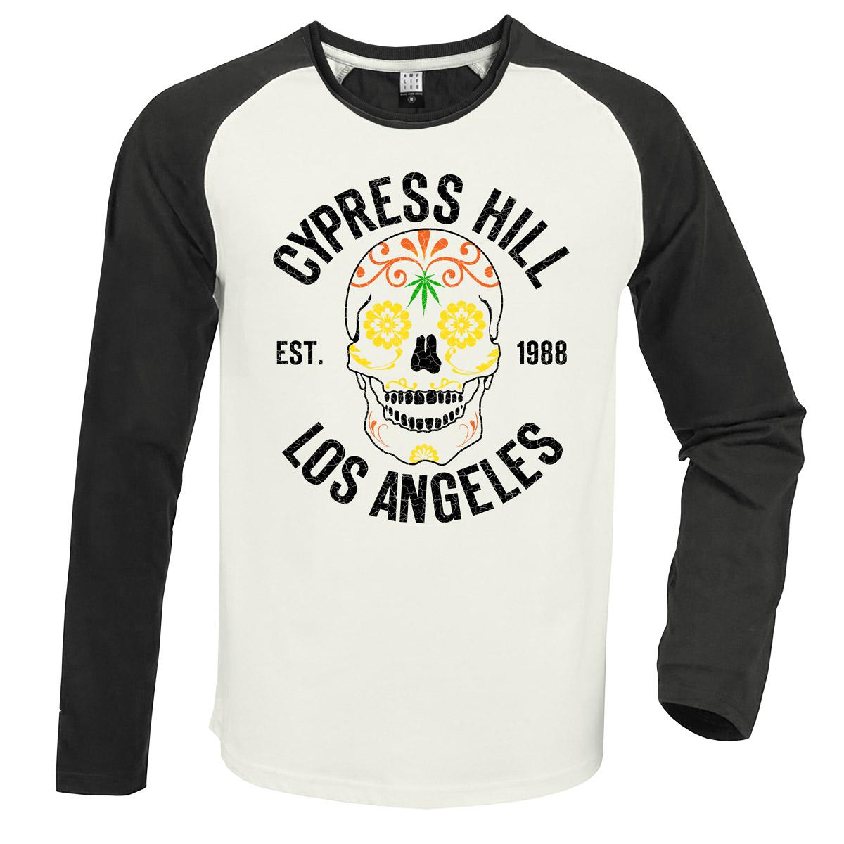White-Charcoal - Front - Amplified Unisex Adult Floral Skull Cypress Hill Vintage Long-Sleeved T-Shirt