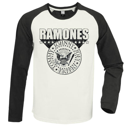 White-Charcoal - Front - Amplified Unisex Adult 3D Crest Ramones T-Shirt