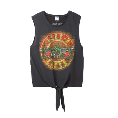 Charcoal - Front - Amplified Womens-Ladies Neon Bullet Guns N Roses Top