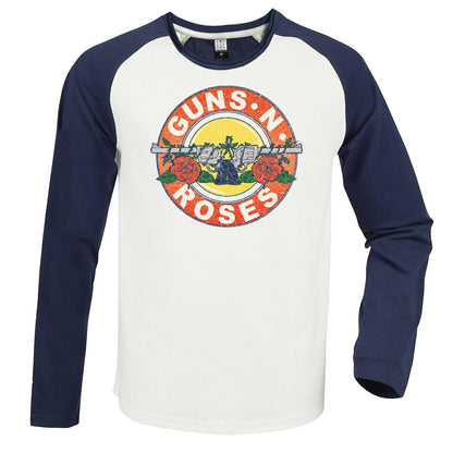 White-Navy - Front - Amplified Unisex Adult Vintage Bullet Guns N Roses Vintage T-Shirt