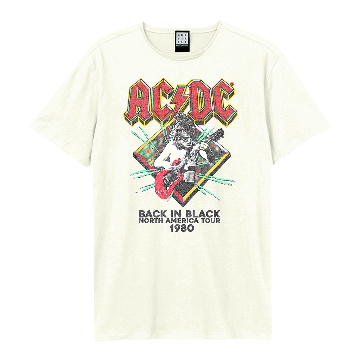 White - Front - Amplified Unisex Adult North America Tour 80 AC-DC Vintage T-Shirt