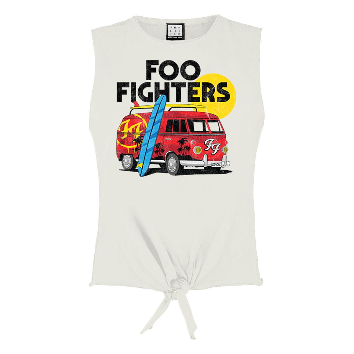 White - Front - Amplified Womens-Ladies Camper Van Foo Fighters Vintage Crop Top