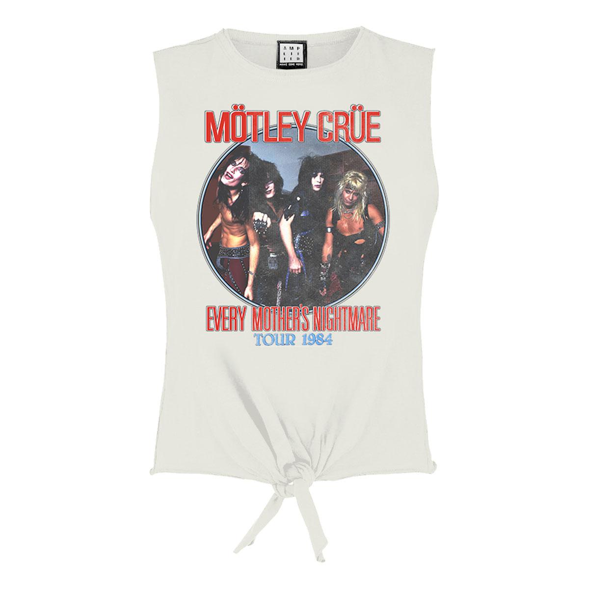 White - Front - Amplified Womens-Ladies Every Mothers Nightmare Motley Crue Vintage Crop Top