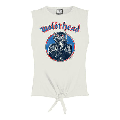 White - Front - Amplified Womens-Ladies Biker Motorhead Vintage Crop Top