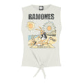 White - Front - Amplified Womens-Ladies Rockaway Beach Ramones Vintage Crop Top
