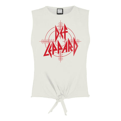 White - Front - Amplified Womens-Ladies Target Def Leppard Vintage Crop Top