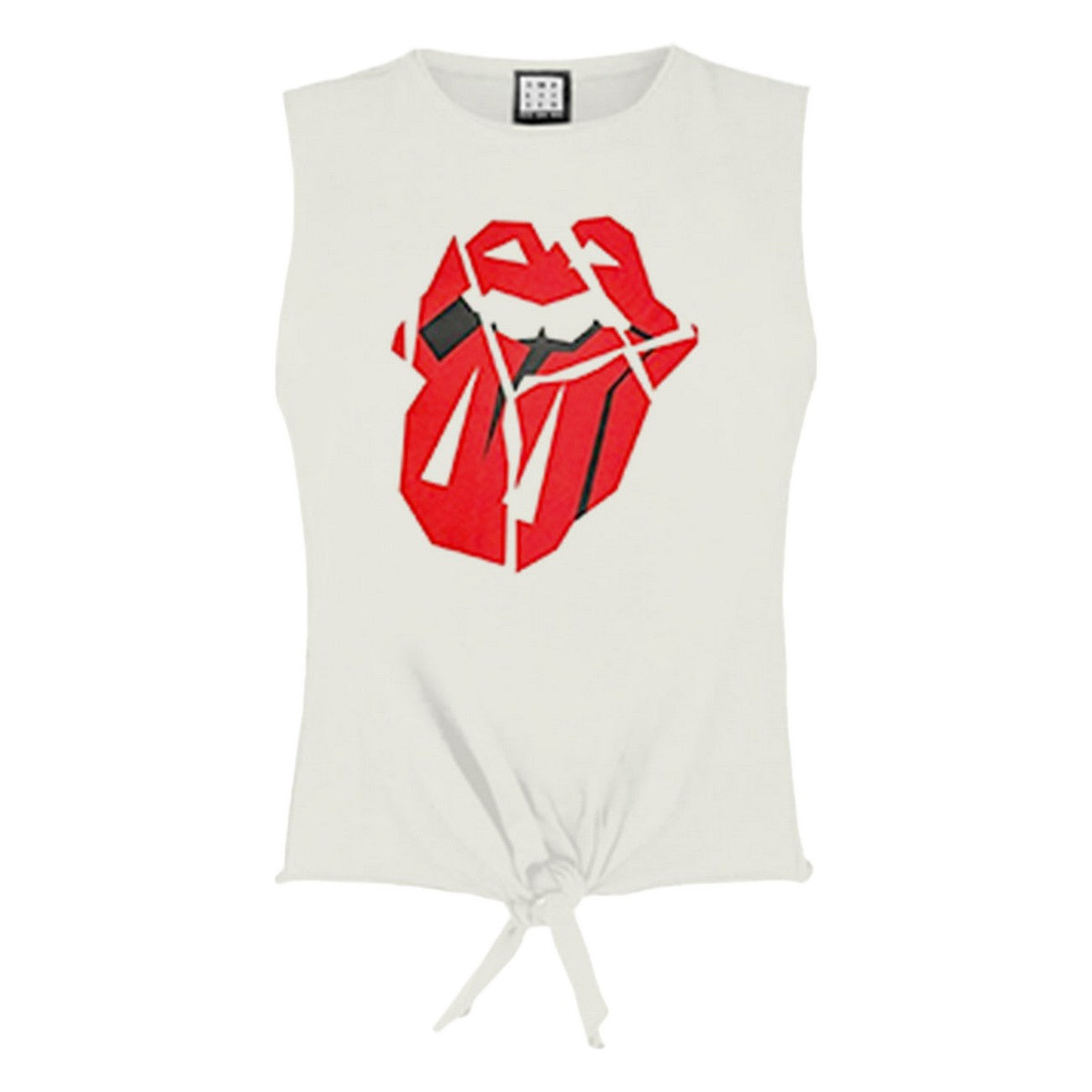 White - Front - Amplified Womens-Ladies Hackney Diamonds Tongue The Rolling Stones Vintage Crop Top