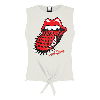 White - Front - Amplified Womens-Ladies 94-95 The Rolling Stones Vintage Crop Top