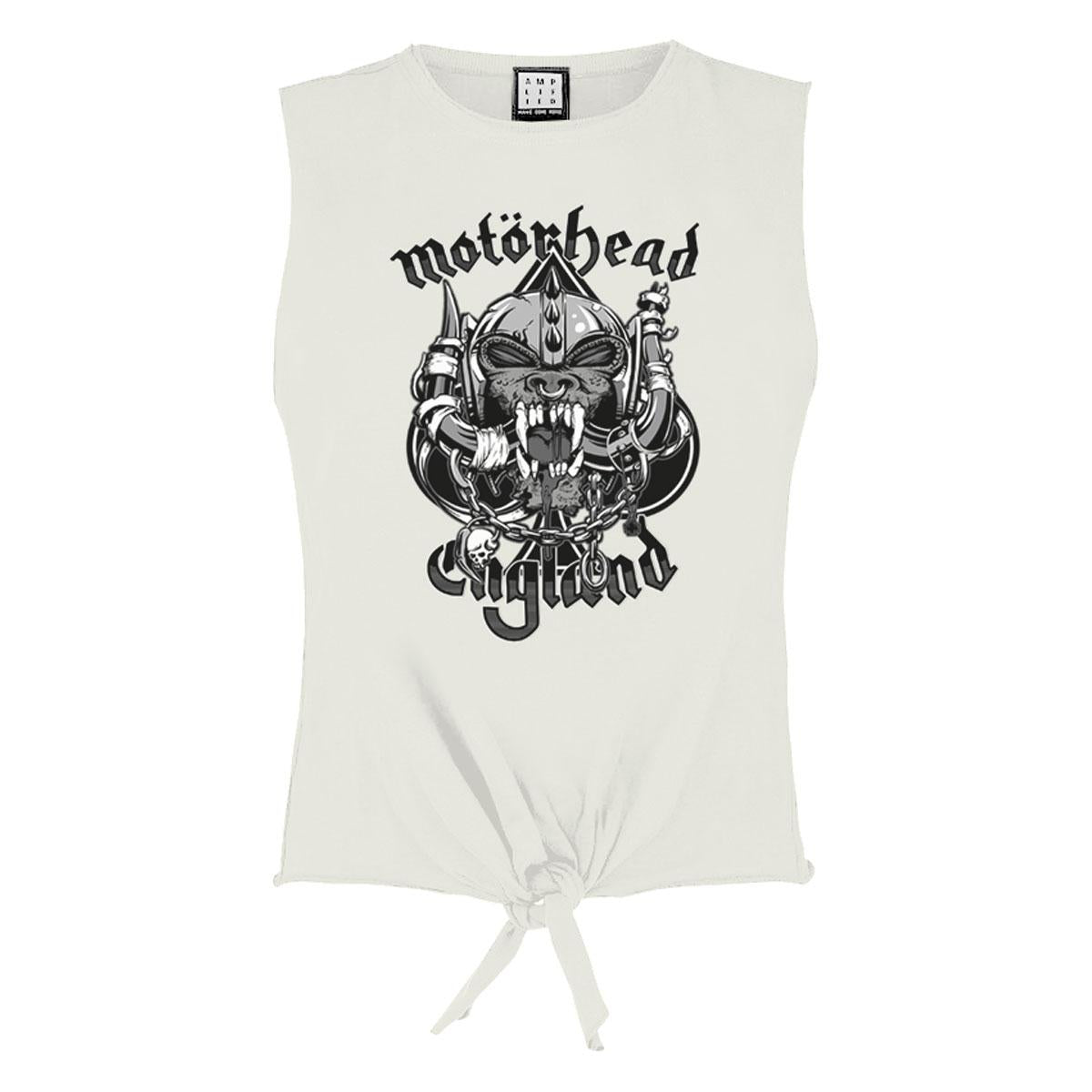 White - Front - Amplified Womens-Ladies Snaggletooth Crest Motorhead Vintage Crop Top