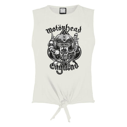 White - Front - Amplified Womens-Ladies Snaggletooth Crest Motorhead Vintage Crop Top