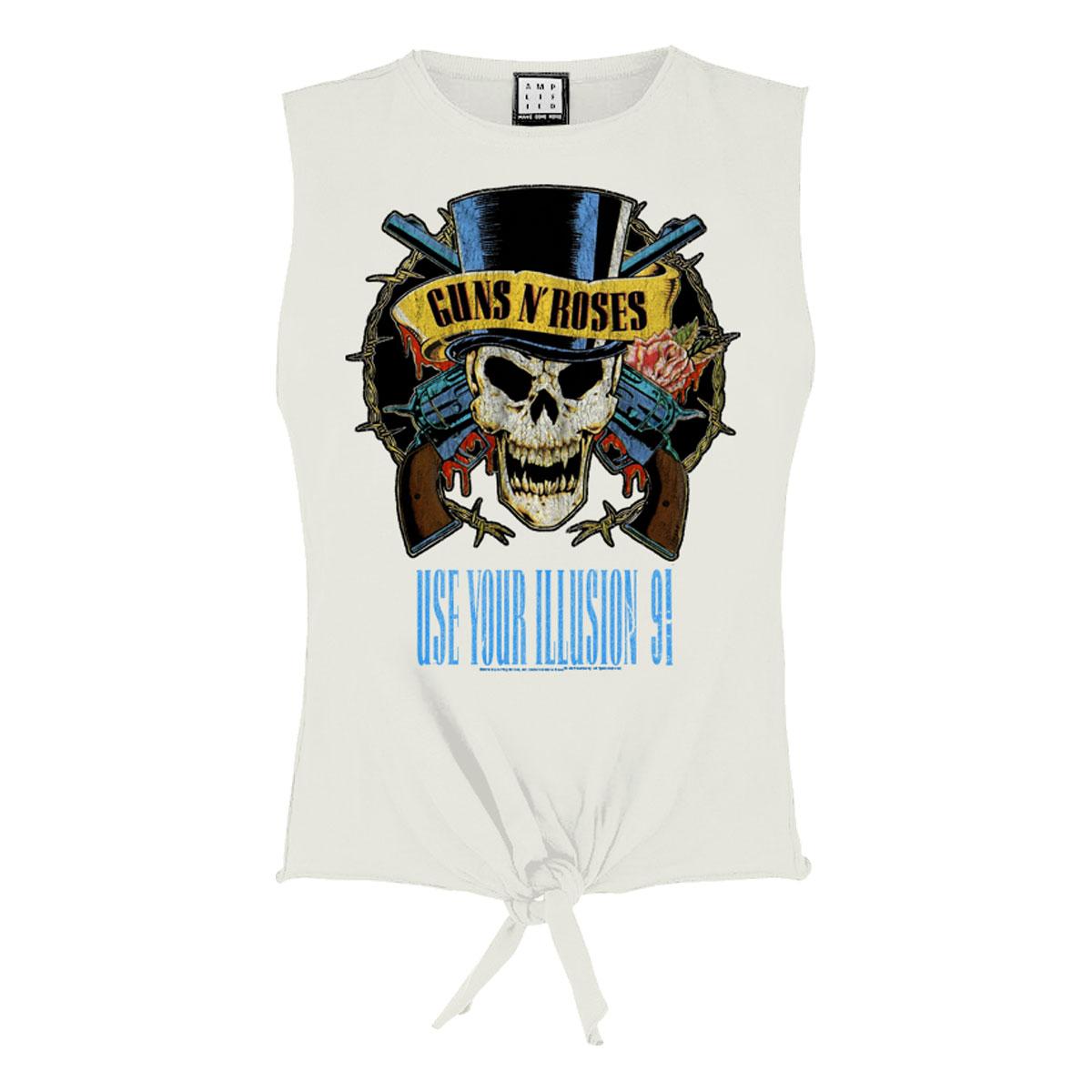 White - Front - Amplified Womens-Ladies Use Your Illusion Guns N Roses Vintage Crop Top