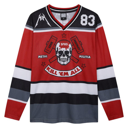 Black-Red-White - Front - Amplified Mens Metallica Hockey Jersey