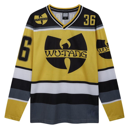 Black-Yellow-White-Grey - Front - Amplified Mens Wu-Tang Clan Hockey Jersey