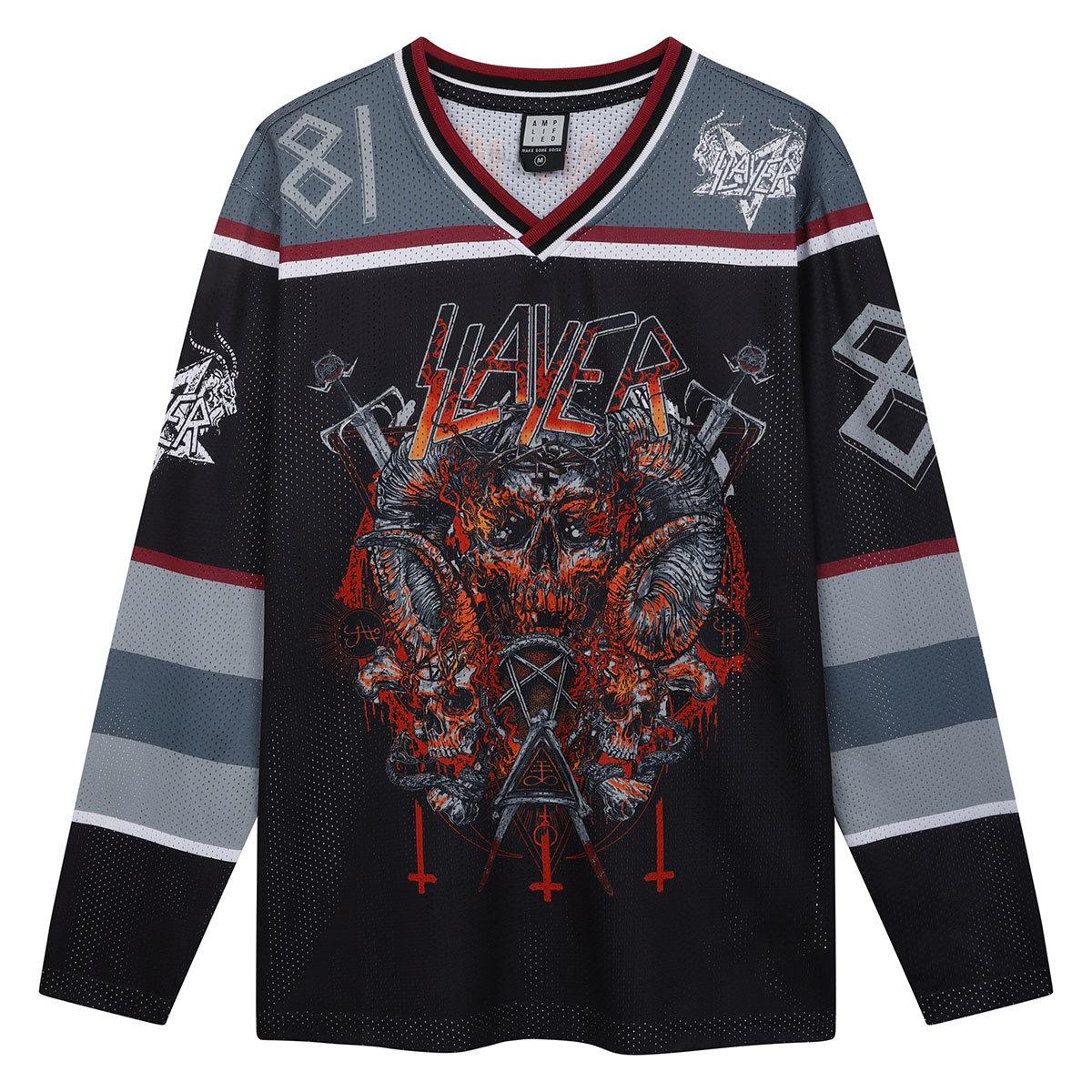 Black-Red-Grey - Front - Amplified Mens Slayer Hockey Jersey