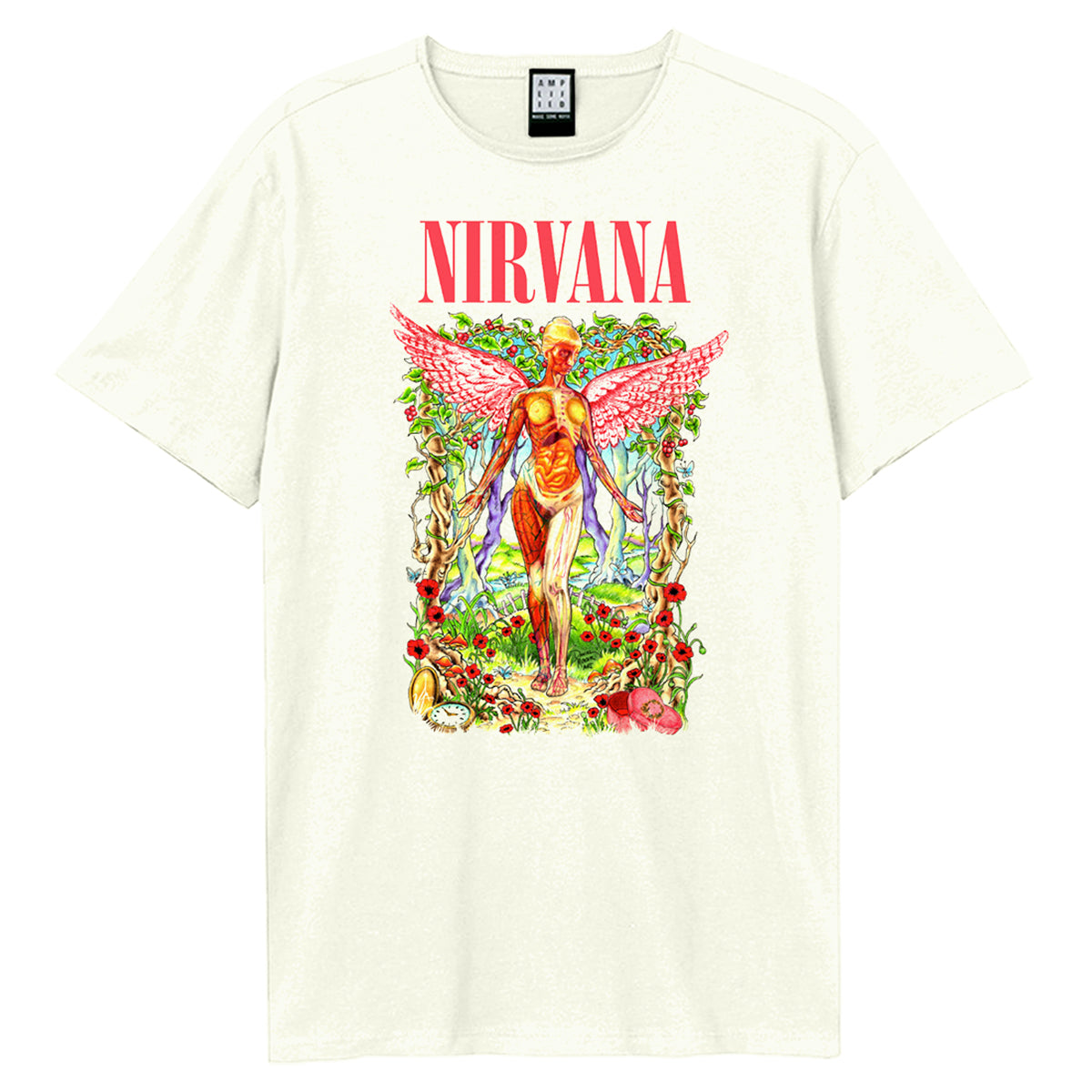 Vintage White - Front - Amplified Unisex Adult In Utero Wilderness Nirvana T-Shirt