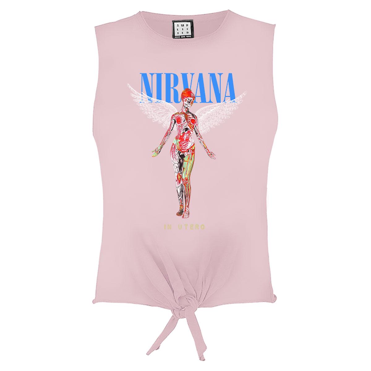 Pink - Front - Amplified Womens-Ladies In Utero The Ordinary Nirvana Sleeveless Crop Top