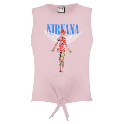Pink - Front - Amplified Womens-Ladies In Utero The Ordinary Nirvana Sleeveless Crop Top