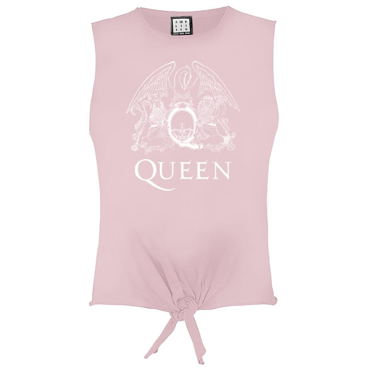 Pink - Front - Amplified Womens-Ladies Queen Sleeveless Crop Top
