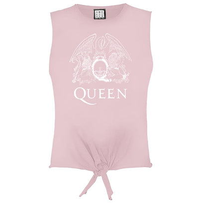 Pink - Front - Amplified Womens-Ladies Queen Sleeveless Crop Top