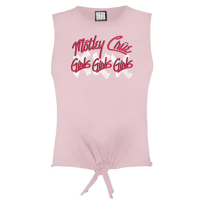 Pink - Front - Amplified Womens-Ladies Girls X3 Motley Crue Sleeveless Crop Top