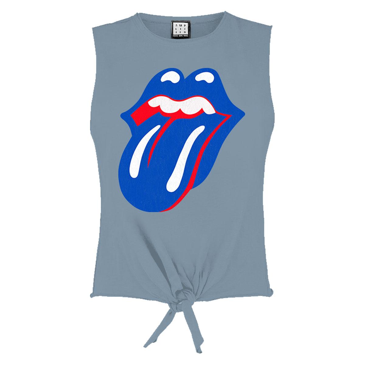 Strange Blue - Front - Amplified Womens-Ladies Blue & Lonesome The Rolling Stones Sleeveless Crop Top