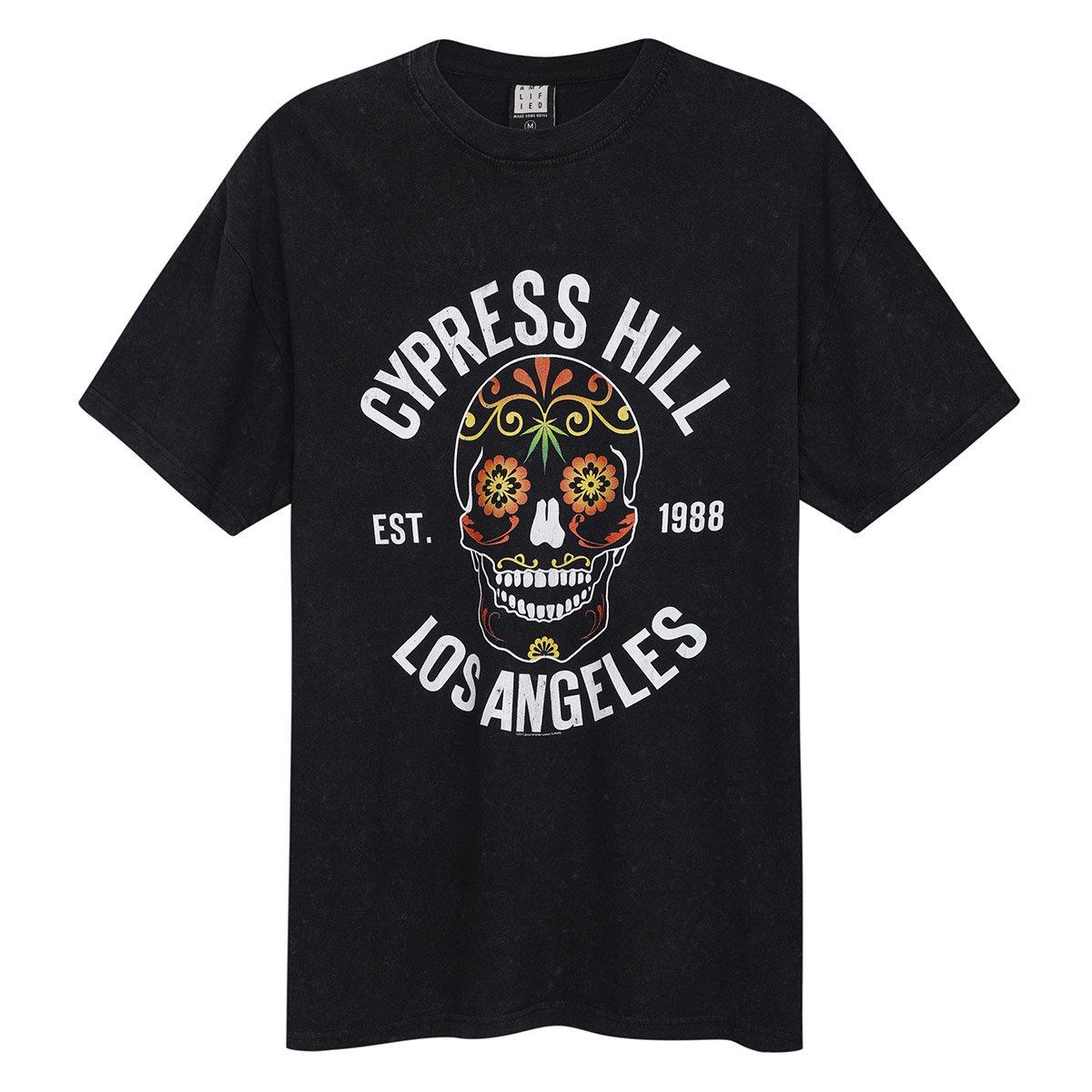 Charcoal - Front - Amplified Unisex Adult Floral Skull Cypress Hill T-Shirt
