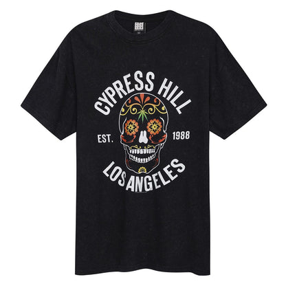 Charcoal - Front - Amplified Unisex Adult Floral Skull Cypress Hill T-Shirt