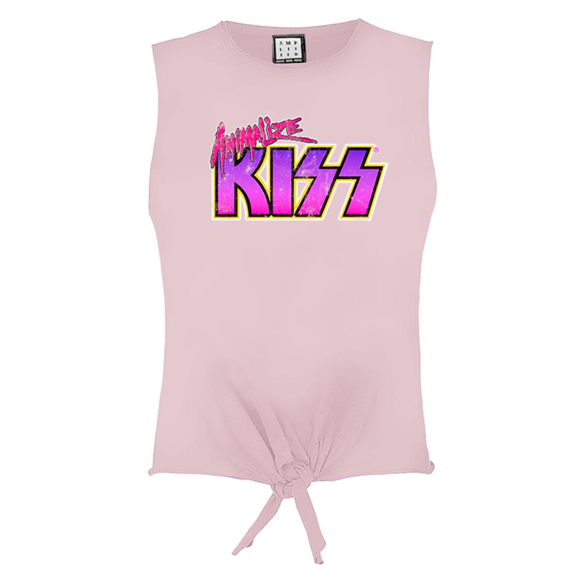 Pink 182 - Front - Amplified Womens-Ladies Animalize Kiss Sleeveless Crop Top