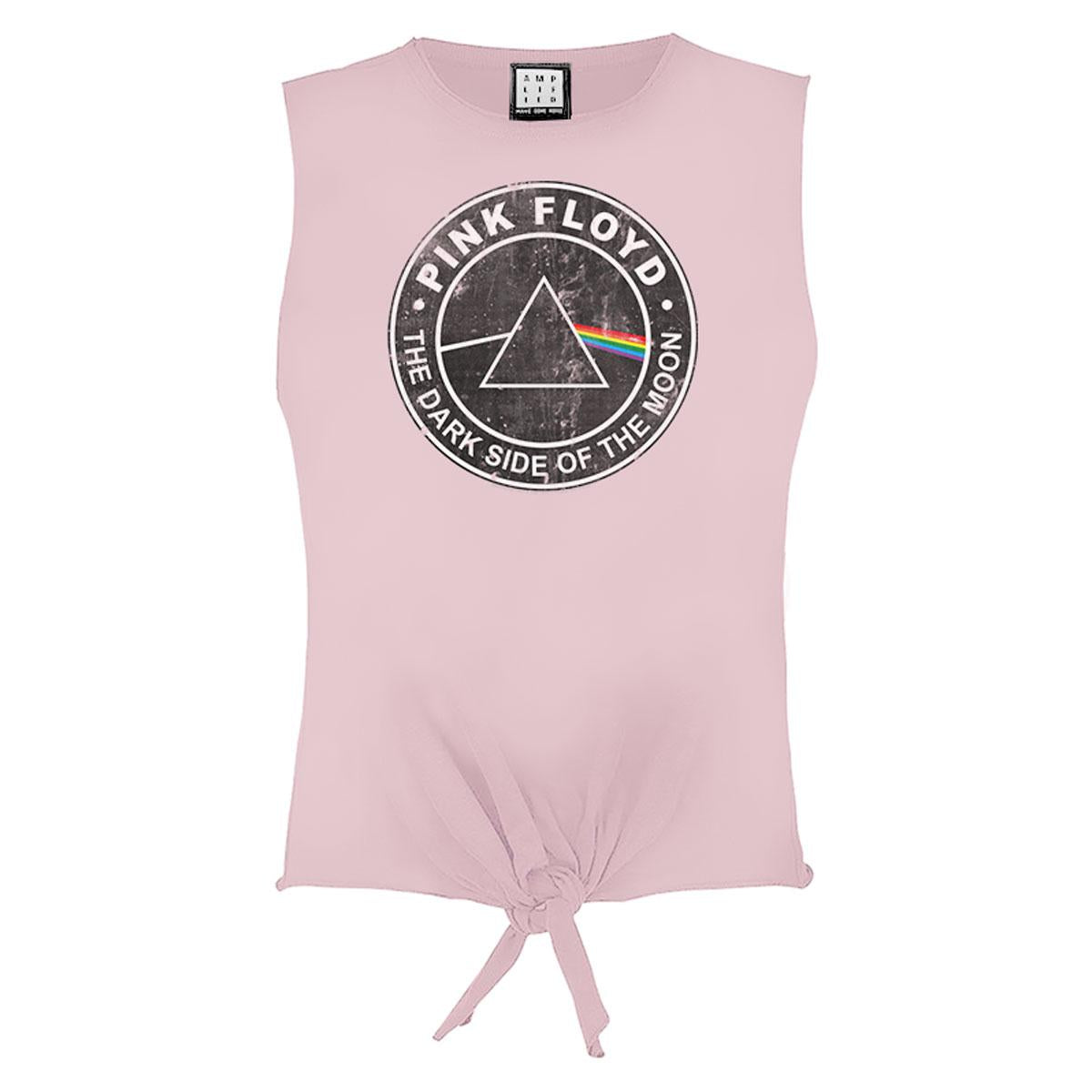 Pink 182 - Front - Amplified Womens-Ladies The Dark Side Of The Moon Pink Floyd Sleeveless Crop Top