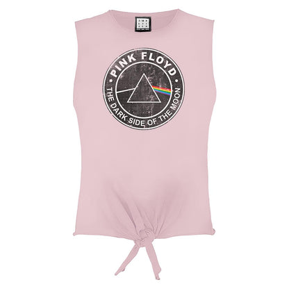 Pink 182 - Front - Amplified Womens-Ladies The Dark Side Of The Moon Pink Floyd Sleeveless Crop Top