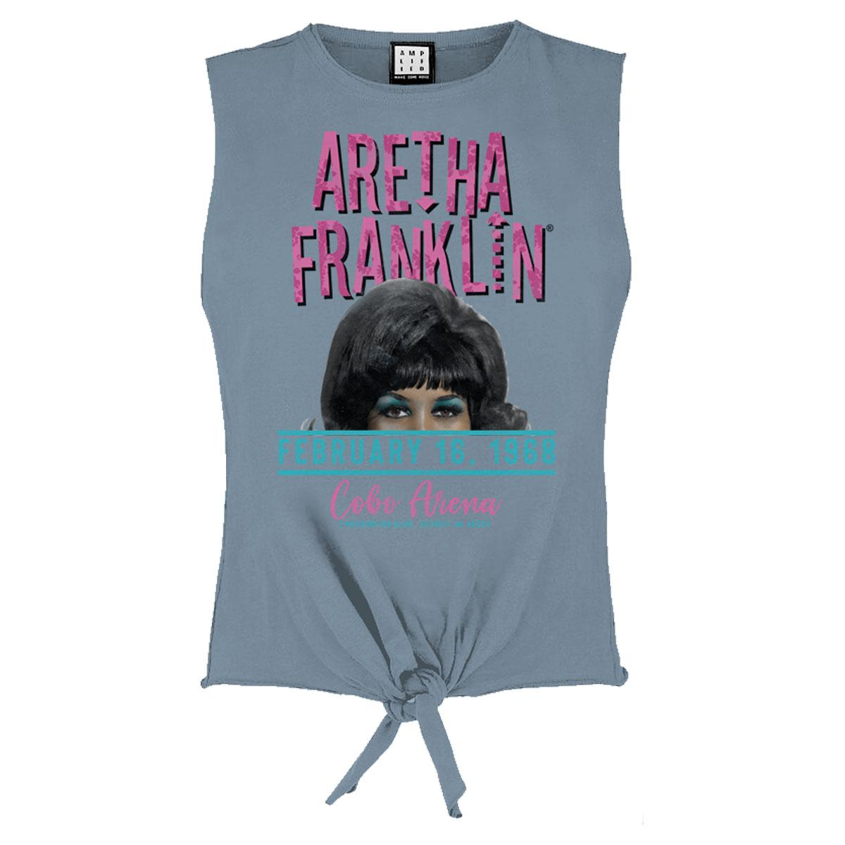 Strange Blue - Front - Amplified Womens-Ladies Cobo Arena Aretha Franklin Sleeveless Crop Top