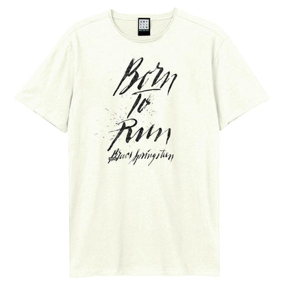 White - Front - Amplified Unisex Adult Born To Run Bruce Springsteen T-Shirt