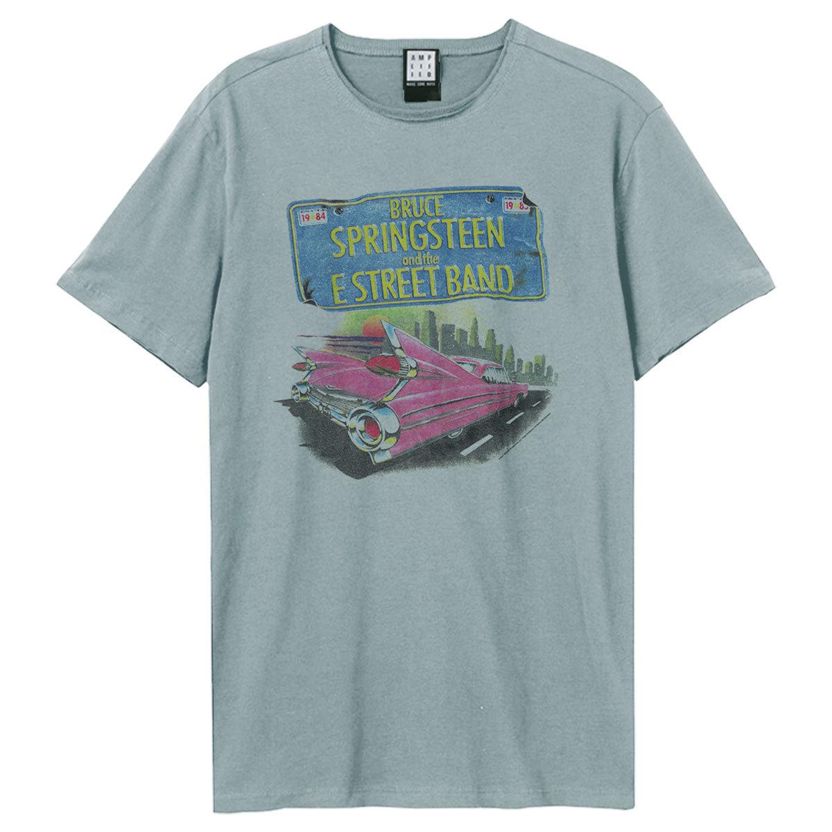 Strange Blue - Front - Amplified Unisex Adult Pink Cadi Bruce Springsteen T-Shirt