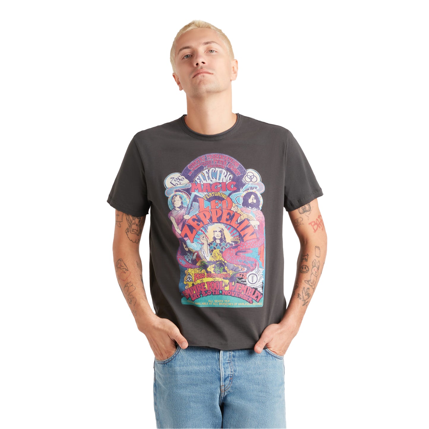 Charcoal - Side - Amplified Unisex Adult Electric Magic Led Zeppelin T-Shirt
