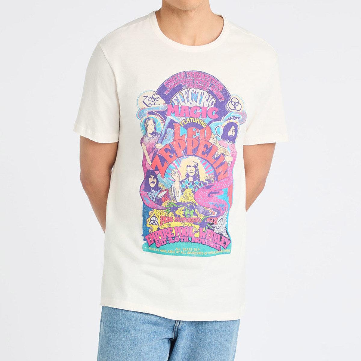 Vintage White - Front - Amplified Unisex Adult Electric Magic Led Zeppelin T-Shirt